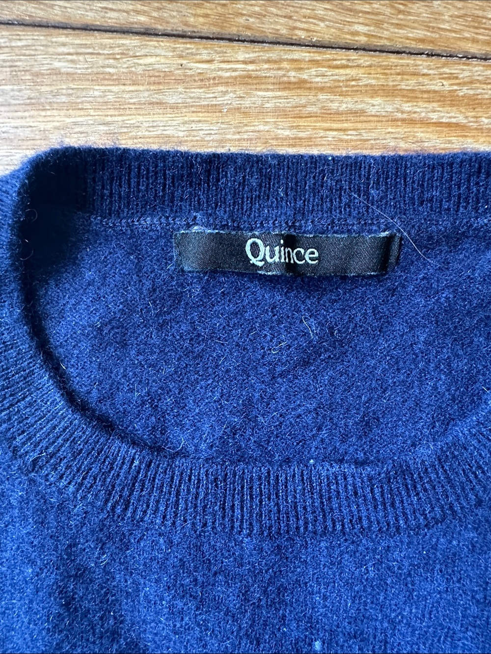 Quince Navy Blue Women's Mongolian Cashmere Crewneck Sweater - Picture 3 of 5